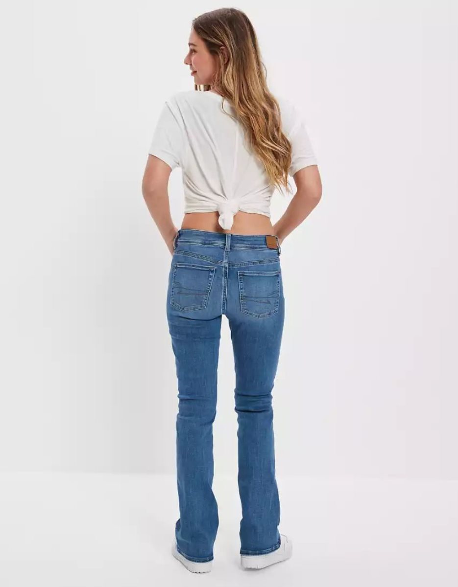 Jean American Eagle AE Ne(x)t Level Low-Rise Kick Bootcut Indigo Clair Femme | ZIA-30736601